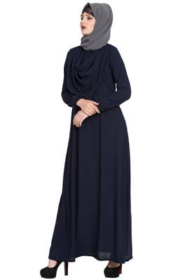 Navy Blue Plain kashibo Abaya 2