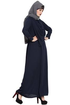 Navy Blue Plain kashibo Abaya 3
