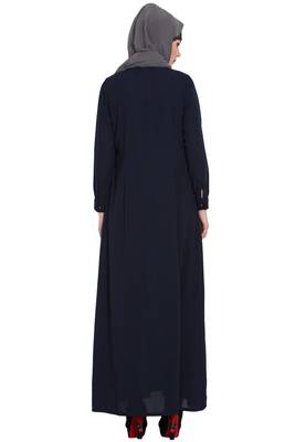 Navy Blue Plain kashibo Abaya 4