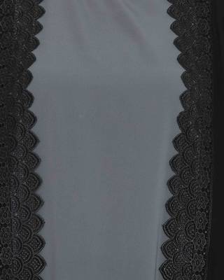 Black Plain Nida Abaya Shrug With Lace 5