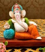 Karigaari India Handcrafted Resine Lord Resting Ganesha Idol Sculpture Vinayaka Showpiece Ganesha Idols