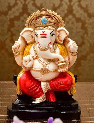 Karigaari India Handcrafted Resine Little Sitting Ganesha Idol Sculpture Vinayaka Showpiece Ganesha Idols 1