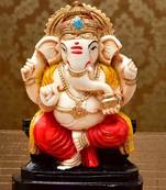 Karigaari India Handcrafted Resine Little Sitting Ganesha Idol Sculpture Vinayaka Showpiece Ganesha Idols