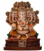 Karigaari India Handcrafted Resine Little Panchamukhi Sitting Ganesha Idol Sculpture Vinayaka Showpiece Ganesha Idols