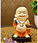 Karigaari India Handcrafted Resine Little Laughing Buddha Monk Idol