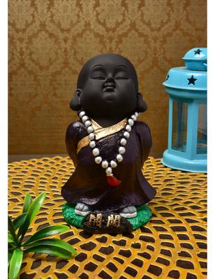 Karigaari India Handcrafted Resine Little Buddha Monk Sculpture 1