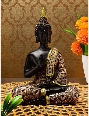 Karigaari India Handcrafted Resine Meditating Buddha Sculpture 1