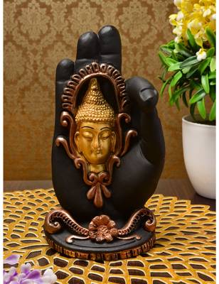 Karigaari India Handcrafted Resine Palm Buddha Idol Sculpture 1