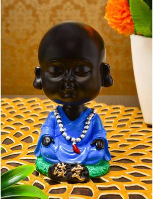 Karigaari India Handcrafted Resine Meditating Buddha Monk Idol Sculpture 1
