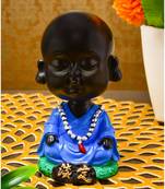 Karigaari India Handcrafted Resine Meditating Buddha Monk Idol Sculpture