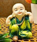 Karigaari India Handcrafted Resine Hear No Evil Buddha Monk Idol Sculpture