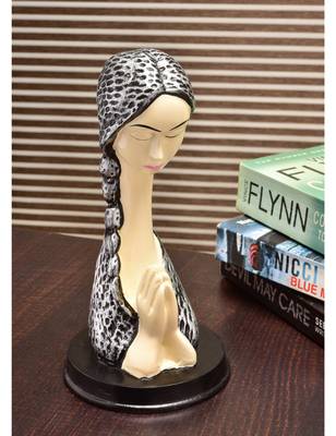 Karigaari India Handcrafted Resine Lady Praying Sculpture | Showpiece for Home and Office 1