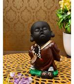 Karigaari India Handcrafted Resine Little Brown Blessing Lord Buddha Monk Idol Sculpture | Showpiece for Home and Office
