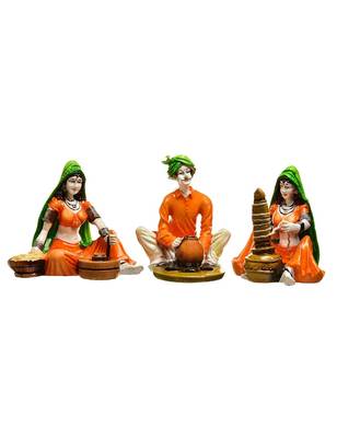 Karigaari India Handcrafted Polyresine Traditions Set of 3 Rajasthani Showpiece for Home Decor 1