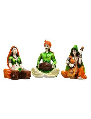 Karigaari Indian Handcrafted Traditions of Rajasthani Different Cultures Figurines Playing Instruments Polyresine 1
