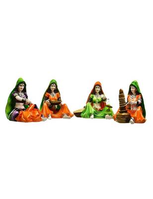 Karigaari Indian Handcrafted Traditions of Rajasthani Lady Doing Different Activities Polyresine Idol Showpiece 1