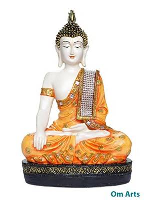 Karigaari India Orange Meditating Buddha Showpiece (Size : 11.5 x 8 Inches) 1