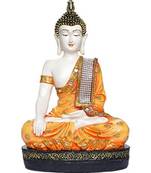 Karigaari India Orange Meditating Buddha Showpiece (Size : 11.5 x 8 Inches)
