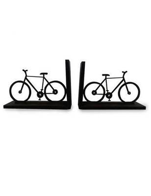 Karigaari India Handcrafted Wooden Bookend Stand Holder Bookshelf Organizer 'Cycle' | Showpiece for Unique 1