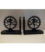 Karigaari India Handcrafted Wooden Bookend Stand Holder Bookshelf Organizer 'Natraja' | Showpiece for Unique