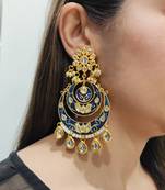 Blue Kundan Meenakari Earrings