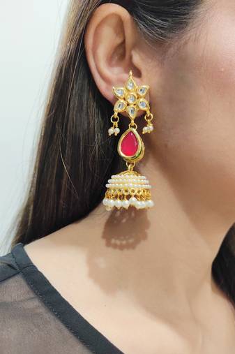 Red Kundan Earrings