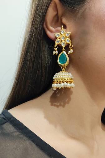Green Kundan Earrings