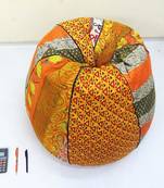 Handmade cotton kantha quilt Floral kids Bean Bag Chair, Round Bohemian Decorative Embroidered Ottoman Pouf, only cover