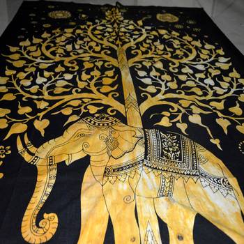 indian Elephant Tab top curtain Tree of life curtains,1 Panel Set Mandala Curtain, Twin Tapestry, Drapes & Valances 4