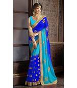 Multicolor embroidered georgette saree with blouse