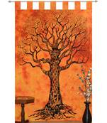 INDIAN Tree of life Kitchen Window Curtains & Valances Set Dorm Tab top Tapestry Drape Balcony Boho Set Hippie Panel
