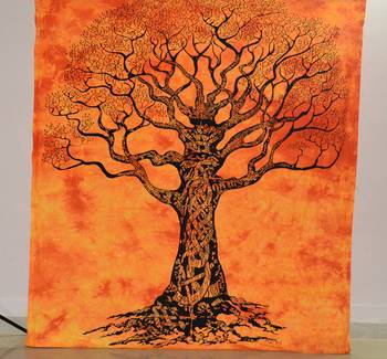 INDIAN Tree of life Kitchen Window Curtains & Valances Set Dorm Tab top Tapestry Drape Balcony Boho Set Hippie Panel 4