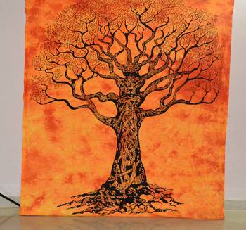 INDIAN Tree of life Kitchen Window Curtains & Valances Set Dorm Tab top Tapestry Drape Balcony Boho Set Hippie Panel 5
