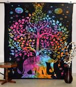 Hippie Dorm Tapestries Tree Of Life Elephant Wall Hanging Bohemian Wall Tapestry Bedding Beach Blanket (85 X 85 Inches)