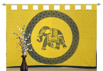 Tab Top Tapestry Curtain 2 Valances Drape Panel Boho Decor Window Curtain Drape Handmade Curtain Tapestry Throw 2