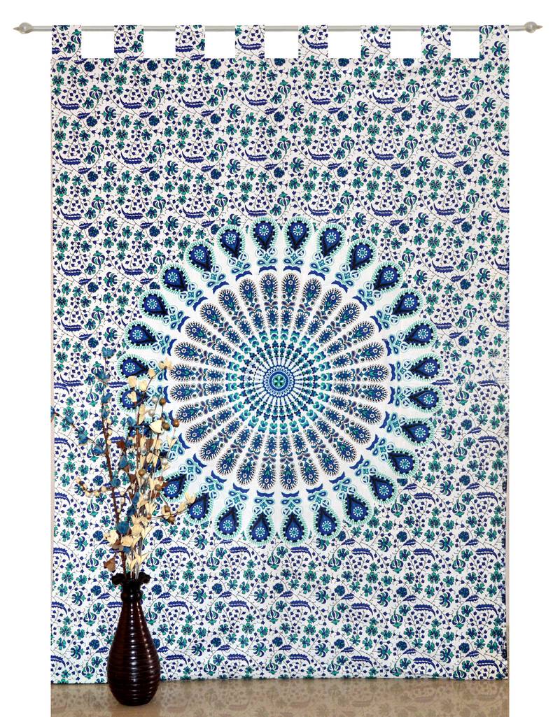 Boho Living Room Tab top Curtains, Bohemian Curtains For Bedroom