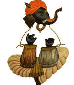 Karigaari Ganesha Playing Tabla Iron Wall Hanging (30.48 cm x 5 cm x 43.18 cm)