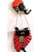 Karigaari India Wrought Iron Wall Hanging Ganesha Playing Harmony