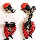 Karigaari Ganesha Playing Harmony and Veena Iron Wall Hanging (45.72 cm x 5.08 cm x 20.32 cm, Set of 2)
