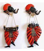 Karigaari India Wrought Iron Set of 2 Ganesha Playing Dholak & Rebec