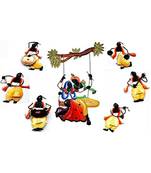 Karigaari India Radha Krishna Wall Hanging with 6 Dancing Pandits - Iron