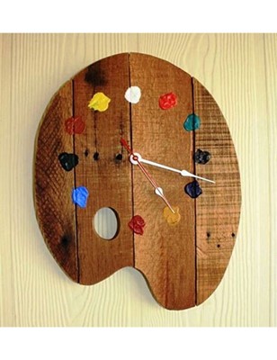 Karigaari India Wooden Paint Pallete Stylish Wall Clock For Your Art Karigaari India Wooden Paint Pallete Stylish Wall Clock For Your Art Rooms Size 12 X Inches Brown 2790437