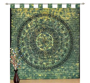 Mandala Bedroom Window Tab top Curtains Drape Balcony Room Curtain Boho Set Tapestry Curtains, Drape & Valances Bohemian 1