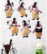 Karigaari India Set of 6 Different Instrument Playing Panditji Showpiece Wall Hanging Art Decorative Showpiece