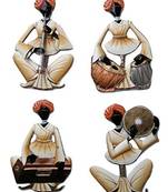 Karigaari Wrought Iron Handcrafted Rajasthani Men Wall Hanging Art Showpiece (Brown, 12x3x10 -inch) - Set of 4
