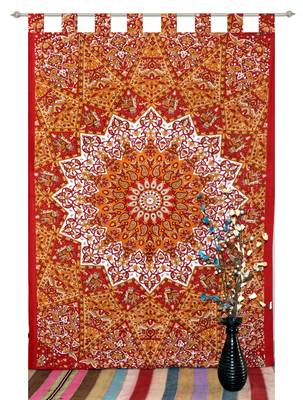 indian Tab top curtain Mandala curtains, 1 Panel Set Mandala Curtain Tab top Tapestry, Drapes & Valances, Window Curtain 1