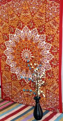 indian Tab top curtain Mandala curtains, 1 Panel Set Mandala Curtain Tab top Tapestry, Drapes & Valances, Window Curtain 3
