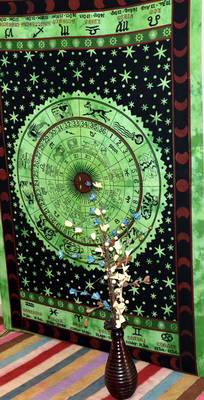 INDIAN MANDALA Kitchen Window Curtains & Valances Set Dorm Tab top Tapestry Drape Balcony Curtain Boho Set Hippie panel 3