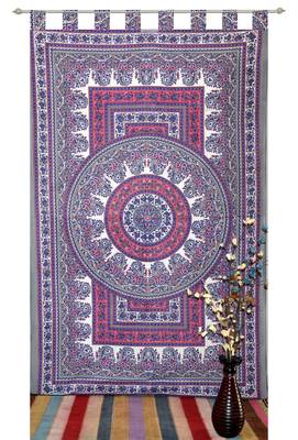 Boho Living Room Tab top Curtains, Bohemian Curtains For Bedroom, Tie Dye Tapestry Curtains, Mandala Hippie Dorm Decor 1