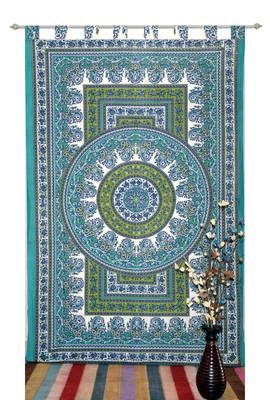 INDIAN MANDALA Kitchen Window Curtains & Valances Set Dorm Tab top Tapestry Drape Balcony Curtain Boho Set Hippie panel 2